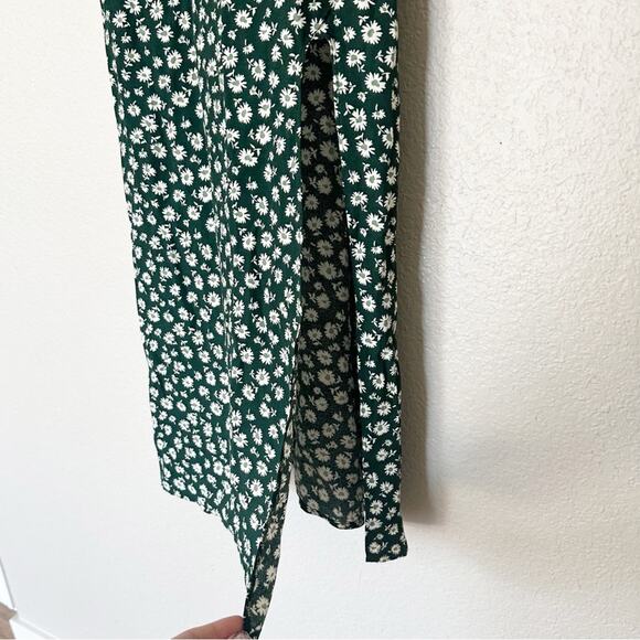 Reformation Dress Midi Crimini Green Floral Side Slit Adjustable Straps Size 0 - Picture 6 of 10